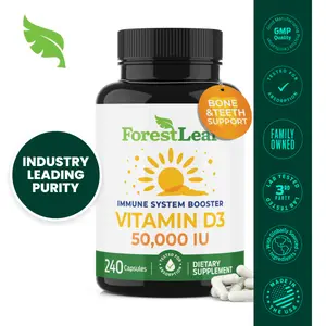 ForestLeaf Vitamin D3 50000 IU - Bone Health and Immune Support - Small Easy to Swallow Vegetable Capsules - Non-GMO Gluten Free VIT D - VIT D3 Vitamin D Supplements for Women and Men, 240 Count