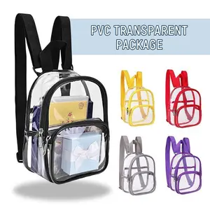 Pvc Transparent Bag Clear Travel Backpack Shoulder Bag Strap Book Sports Field Approved Waterproof Mini Travel Schoolbag for Kid