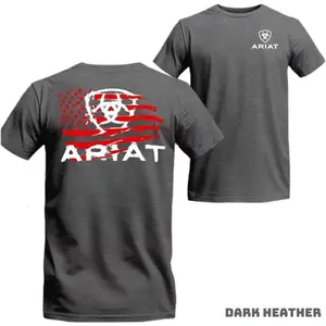 Retro Ariat American Flag 2 Sided T-shirt, Men Shirts For Country Boys, Patriotic Style Summer Graphic Tee, Gift For Dad For Husband For Him, Father's Day Gifts, Menswear Top