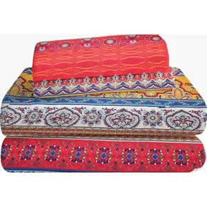4PCS Boho Sheet Set Twin, Soft Floral Sheet with Deep Pockets, Boho Striped Sheet for Women Men Girls Boys Adults Kids, Includes 1 Fitted Sheet 1 Top Flat Sheet 2 Pillowcases