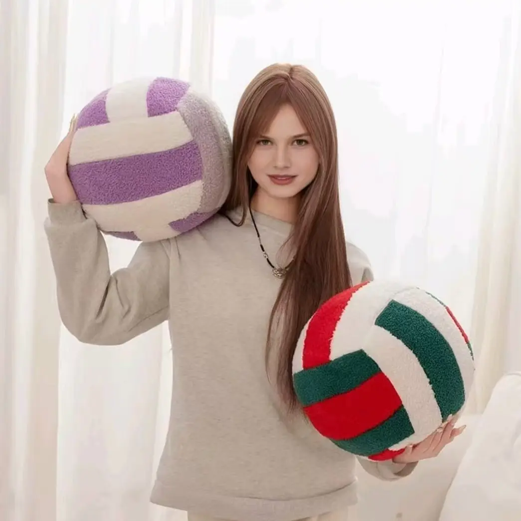 Volleyball Pillow Sports Pillows, Plush Volleyball Plush Pillow, Sport Theme Fluffy Stuffed Throw Pillow, Soft Cushions, Volleyball Room Decor Gift