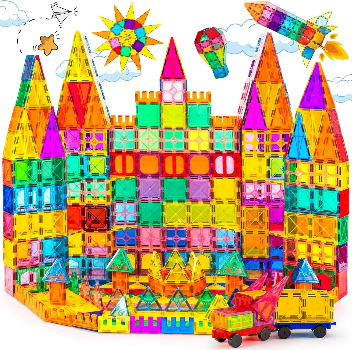 100Pcs Magnetic Tiles 3D Building Blocks, Kids STEM Educational Construction Play Set, Safe ABS Magnet Stacking Toy, Birthday Christmas Gift for Toddlers Boys Girls Age 3+ Suitable for Toddlers, Magnetic Toy Gifts for Boys and Girls