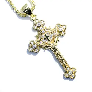 Gold - Plated Diamond - Encrusted Crucifix Necklace | Christian Faith Symbol, Ideal for Faith - Driven Style, A Timeless Tribute to Christian Beliefs Religious Blends Devotion necklaces for women chains gifts girlfriend Symbolism Daily Wear