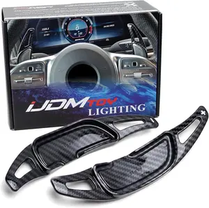 iJDMTOY Twill-Weave Carbon Fiber Pattern/Style Larger Paddle Shifter Extensions For Mercedes AMG ONLY (A45 C63 E53 E63 S63 CLA45 GLA45 GLB35 GLC43 GLC63 GLE63 G63 G65)