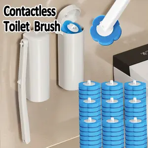 Newly Upgraded Cleaning Brush, Disposable Toilet Brush Cleaning System, Toilet Cleaning Brush with Bracket, Cleaning Kit for Deep Cleaning Including Replaceable Brush Head, Maintenance Toilet and Bathroom Cleaning System Kit