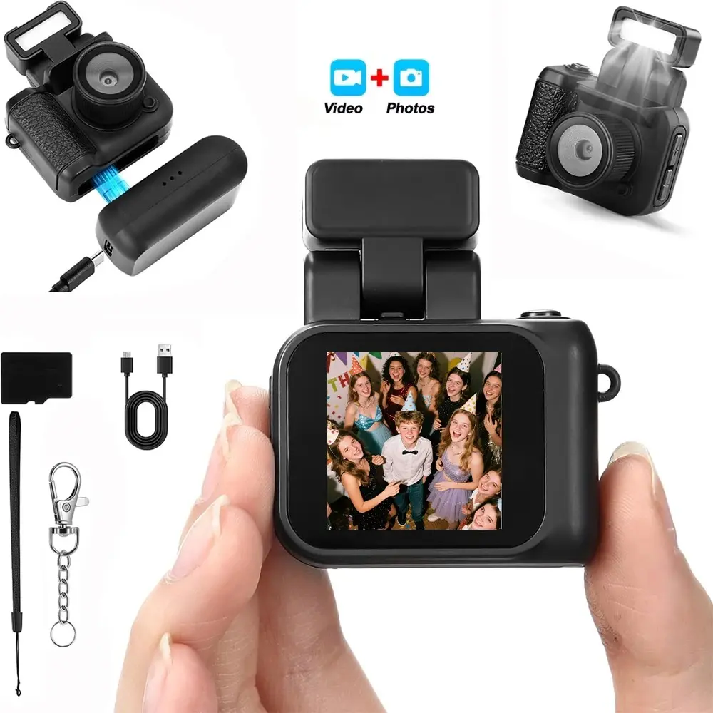 New Y4000 Kids HD Digital Camera - 1080P Video Recording, 1.44-in Screen, 6 Filters, CMOS Sensor, AVI Format, Micro SD Compatible, Portable Wearable Keychain Toy Camera with Strap, Batteries, Charging Function, Ideal Birthday Gift for Boys, Cartoon Design