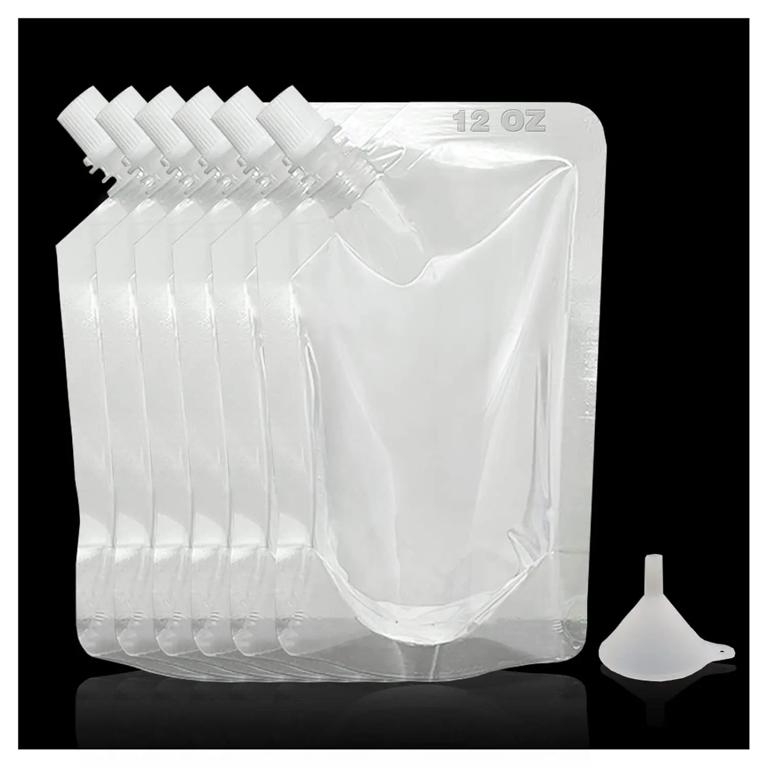 6 count Drinks Flasks Juice Flasks Liquor Pouch Reusable Drinking Flasks Concealable Plastic Flasks for Sneak  flask, with Funnel (12 OZ)