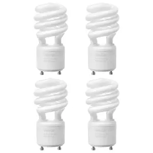Summervibes VEVOR 4-Pack CFL Light Bulbs, 13W Compact Fluorescent Spiral Bulbs with 2700K Warm Light, 900lm Luminous Flux, Twist and Lock GU24 Base, Ideal for Bedrooms, Study Rooms, Living Rooms, Commercial Use