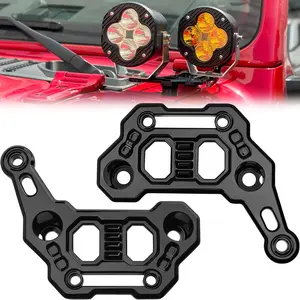 Dual Light Bar Hood Mounting Brackets for 2018-2025 Jeep Wrangler JL JLU 4xe Gladiator JT Accessories, Ditch Light Cowl Mounts Fog Light Mount A-Pillar LED Light Pod Brackets, 2 Count