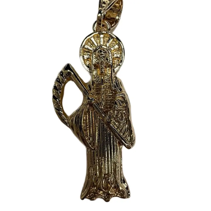 14k Oro laminado Santa muerte pendant 2”