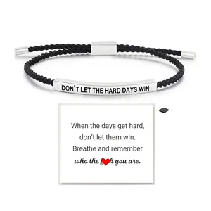 Motivational "Don't Let The Hard Days Win" Bracelet Handmade Adjustable Gift for Women Men & Loved Ones Inspirational Message Perfect for All Occasions