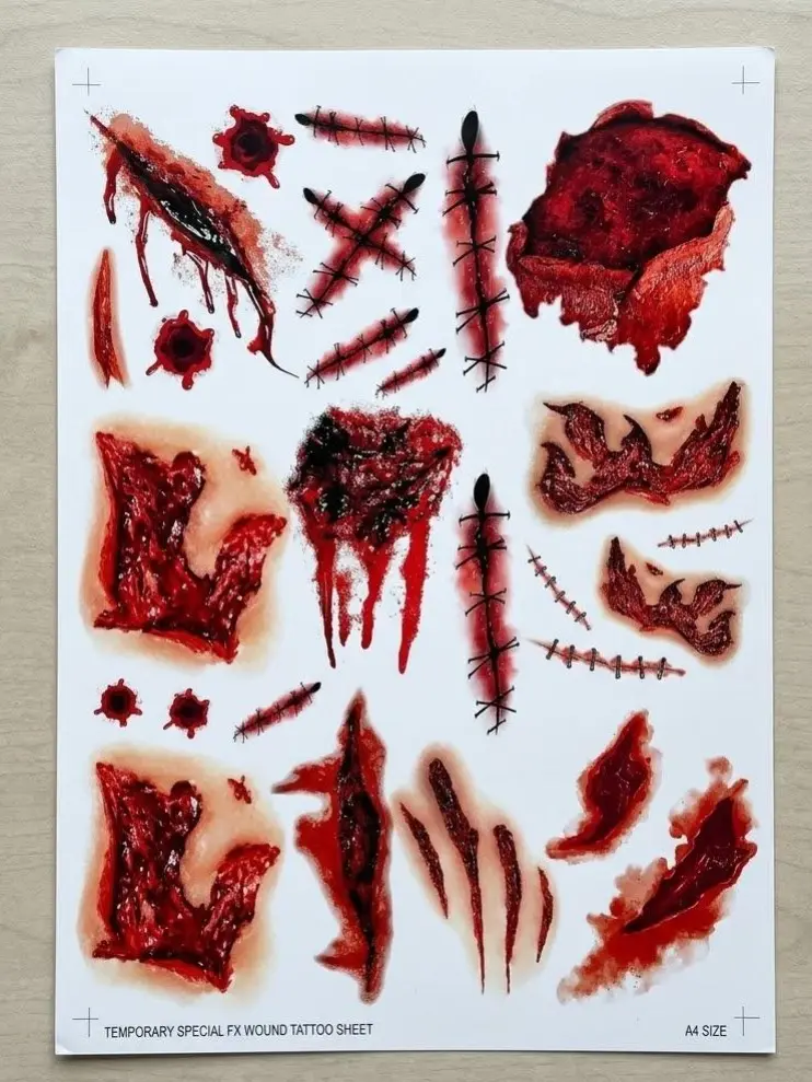 Fake Scar Temporary Tattoos | Realistic Wound Stitch SFX Stickers for Halloween Cosplay Costume