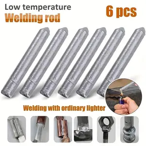 6pcs Low Temperature Welding Rods for Water Towers and Pipes, Welding with Ordinary Lighter, Multi-Purpose Quick Melting Powder Core Rods for Stainless Steel Copper Iron Aluminum