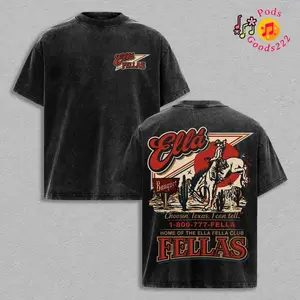 Ella Fellas Menswear Vintage Washed Oversized Cotton Round Neck T-Shirt - Classic "Choosin Texas I Can Tell" Graphic Apparel, Country Music Western Cowboy Streetwear for Men 6ZQ