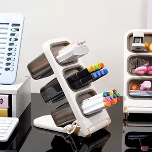 1pc Stationery Storage Box Desktop Organizer Inclined Pen Holder Large Capacity Multi-Functional Office Organizing Box Office Desk Accessories Marker Pen Holder Desk Organizer Tidy