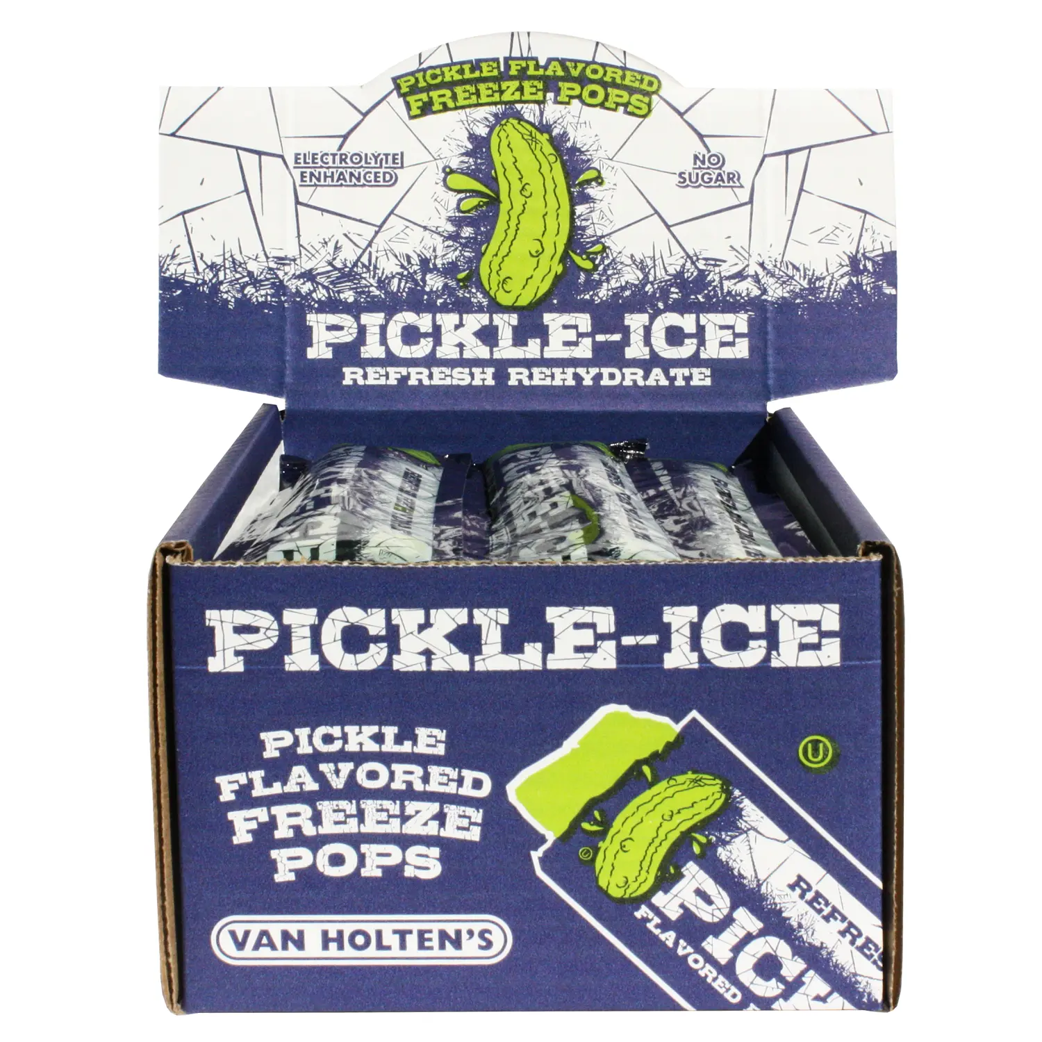 Van Holten's Pickle-Ice Freeze Pops - 24 Pack - Electrolyte Enhanced - No Sugar - 2oz Pouches - Refreshing Pickle Flavor Pickled Snacks Signature Dill Brine