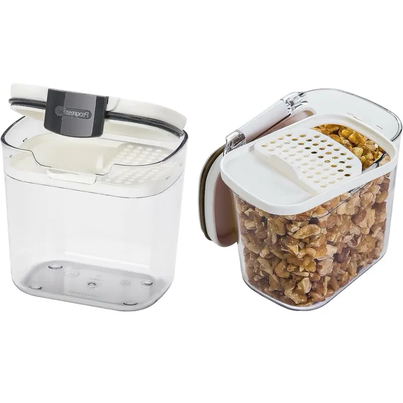 Prepworks Mini ProKeeper 1.5 Cup Airtight Spice Herb Baking Soda Powder Snack Storage Container with Removable Leveler & Dusting Screen 2 Pieces Dishwasher Safe