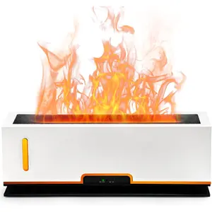 Flame Diffuser Humidifier Essential Oil Diffusers 200ml Desk Aroma Diffusers for Home Office Cool Fire Air Diffuser (Size:9.8" L x 2.67" W x 3.5" H)