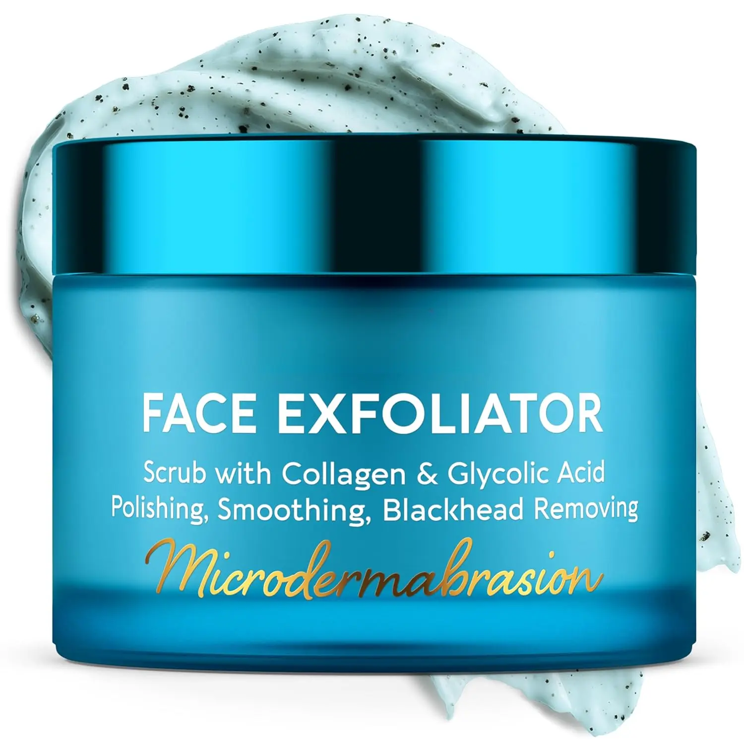 Gentle Glycolic Acid Face Scrub, Hydrating Exfoliating Face Wash with Hyaluronic Acid & Collagen - Dead Skin Remover, Anti-Aging Microdermabrasion Polish for All Skin Types