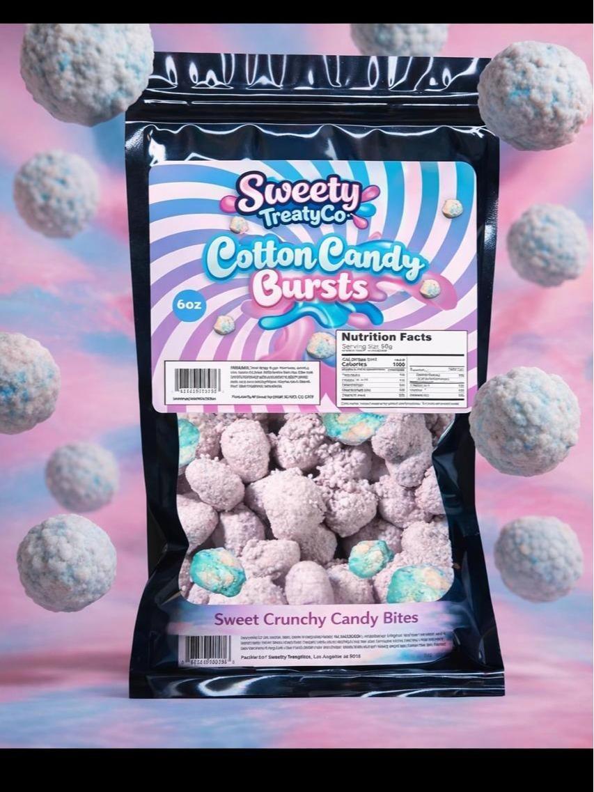 SweetyTreatyCo Cotton Candy Burst Bites 6oz – Sweet Viral Crunchy Candy Snack