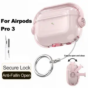 for AirPods Pro3 Case with Lock Strap & Stand, Shockproof Protection Cute Cover with Kickstand, Anti-Loss Lanyard for 3rd Gen Apple AirPods, Drop Protection, Inclusion Of Accessories