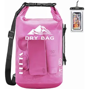 HEETA Dry Bag Waterproof for Women Men, 5L/10L/20L/30L/40L Roll Top Lightweight Dry Storage Bag Backpack with Phone Case for Travel, Swimming, Boating, Kayaking, Camping & Beach, 11 Transparent Colors HEETA