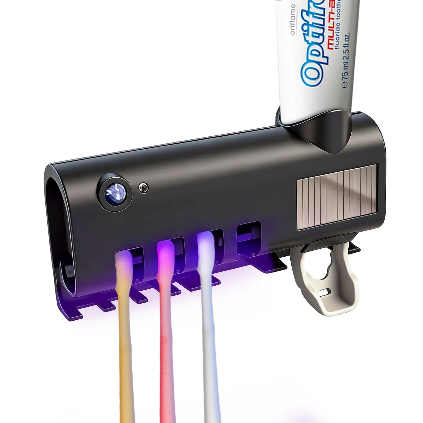 Wall Mount UV Sanitizing Toothbrush Holder, USB Rechargeable Multifunctional Bathroom Storage Rack
