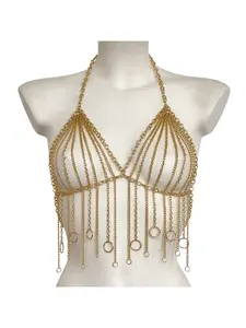 Zhu Ru Metal Ring Personalized Spice Girl Body Chest Chain, Trendy Niche Design, Fashionable, Sexy and Versatile Internet Celebrity Hit. Perfect for Nightclub, Party, Date and Photo Taking. Trendy Accessory for Temperament Goddesses