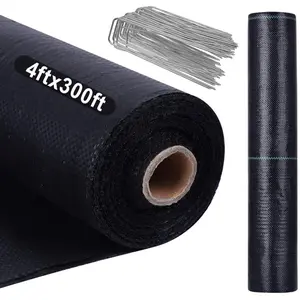 4x300ft Premium Weed Barrier Landscape Fabric Heavy Duty 3.2OZ, Woven Weed Control Fabric, High Permeability Good for Flower Bed, Geotextile Fabric Underlayment, Driveway Fabric Ground Cover