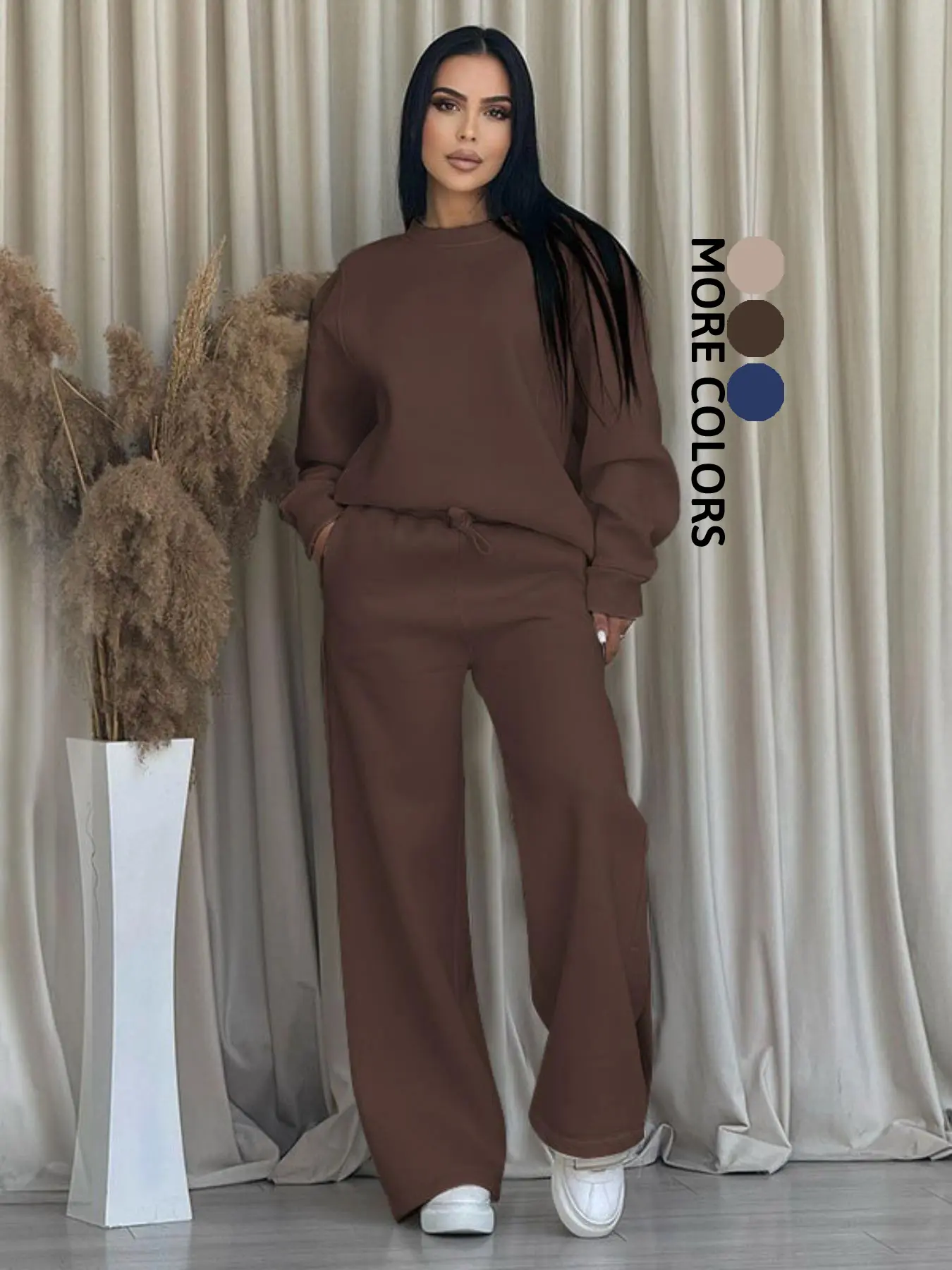 Women's Fleece-Lined Loose Fit Two-Piece Set Bottom, Cozy Lounge Set, Bottoms Set, Comfortable Casual Wear for Daily & Sports Use, Soft and Cozy Ladies Outfit, Womenswear, Clothes