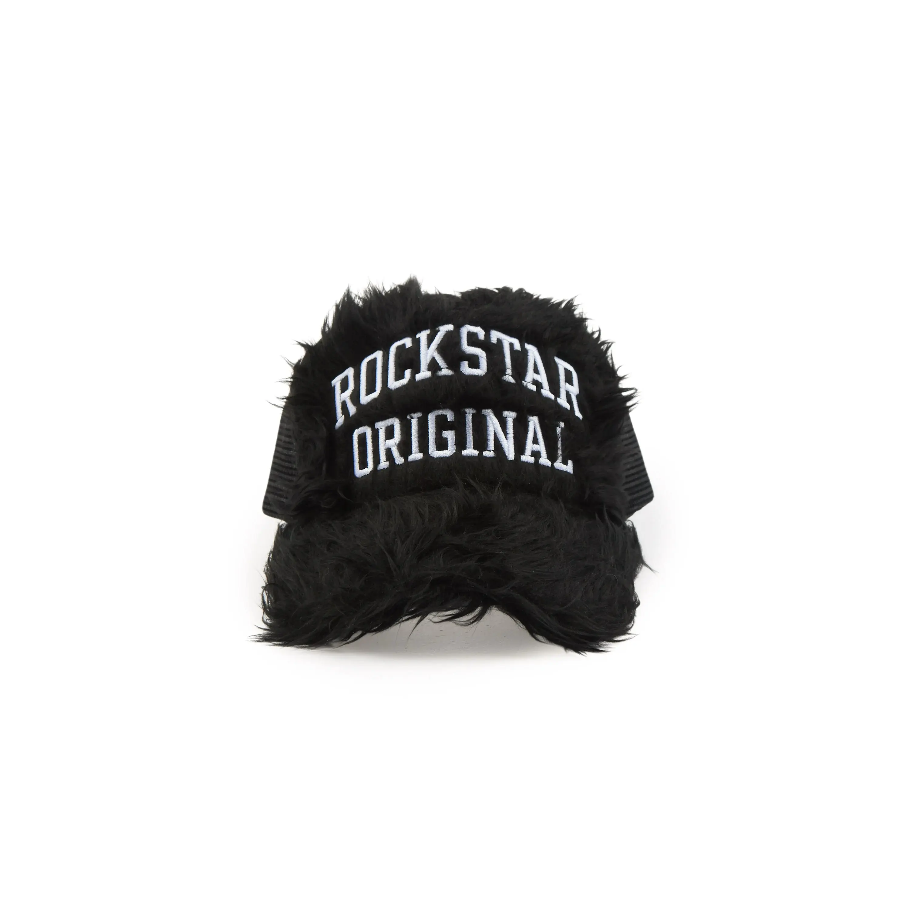 Boys Shaggy Black Fur Trucker Hat