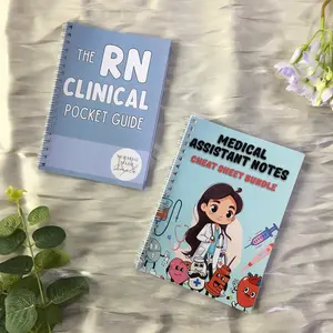 2-Book Nursing Study Guide Bundle, RN Clinical Pocket Guide & Medical Assistant Cheat Sheet Notes, Spiral-Bound Reference Books for Nursing Family
