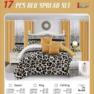 Ballft 17 Piece Bedspread Set with Pink Floral Design and Butterfly Accents for Queen King and Cal King Sizes
