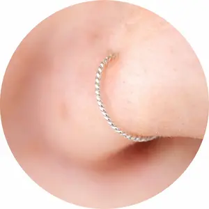 Ellie J Maui 925 Sterling Silver Snug Nose Ring | 21G Thin Hoop with Ball Stopper