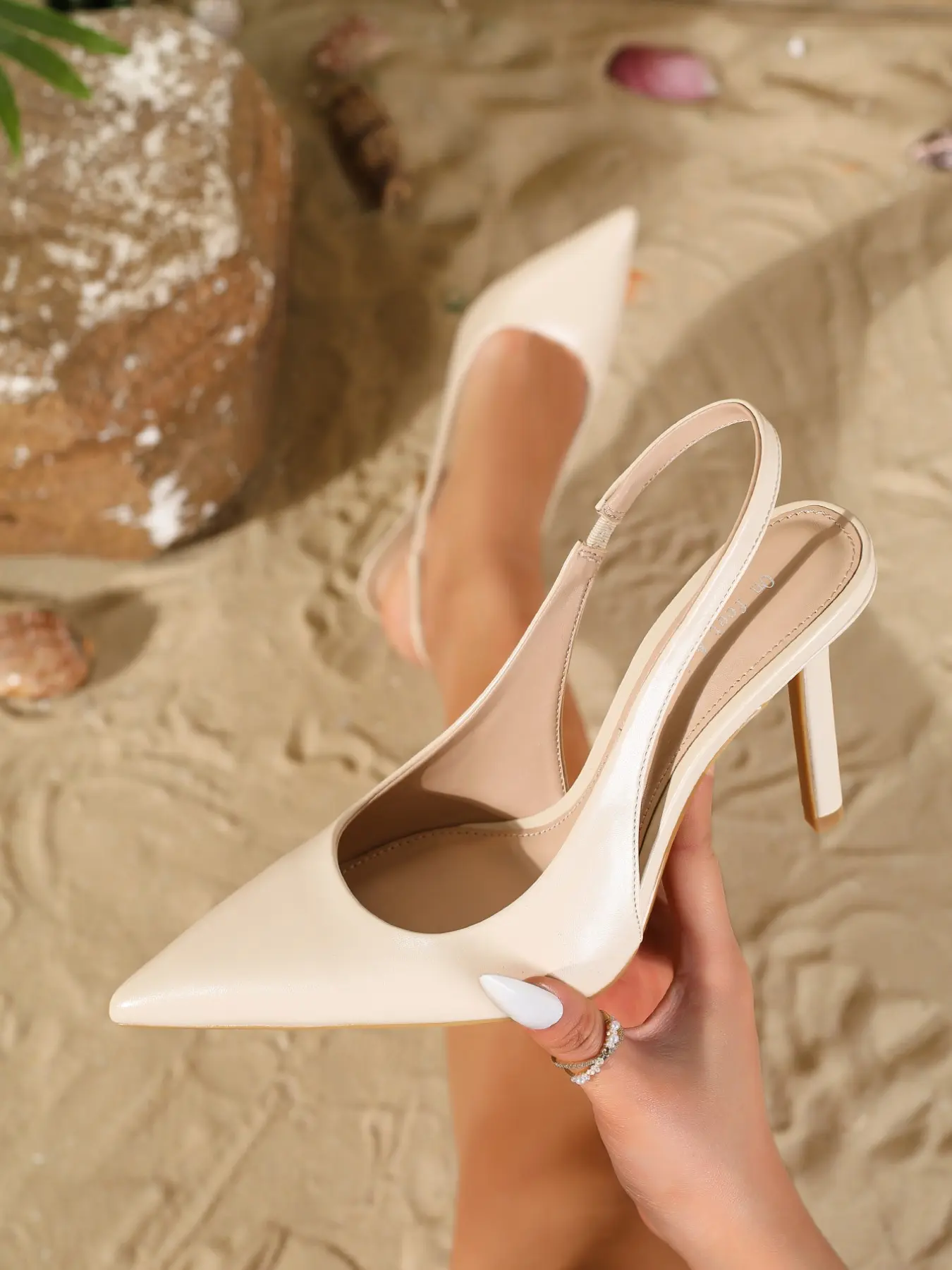 Women's Fashion Elegant Back Strap Pointed Toe Low Heel Pumps, Versatile Office Shoes, Dressy Sandals, Backstrap Sandals, Perfect for Dresses and Weddings