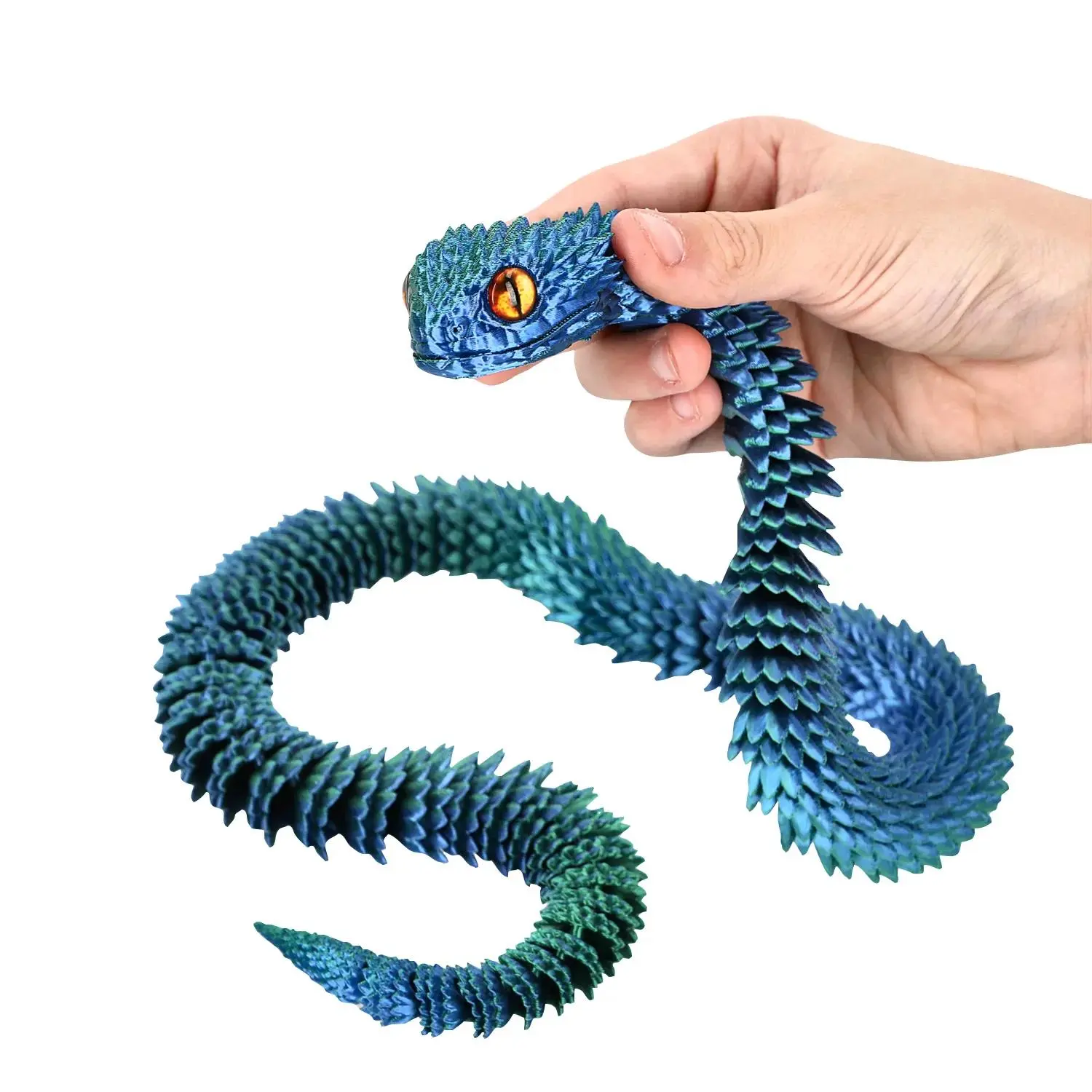 29.5" 3D-Printed Large Articulating Plastic Viper Fidget Toy, Articulating Figurines with Realistic Design, Segmented Joints, Durable and Lightweight Build
