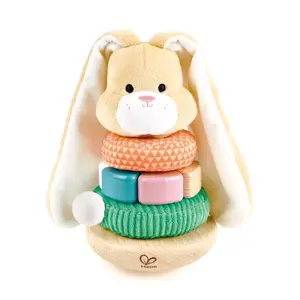 Hape Bunny Stacker | Wooden Stacking Rings | Wobble Learning Tower Developmental Toy
