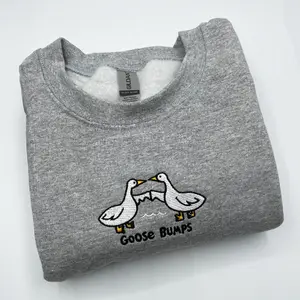 Funny Goose Embroidered Sweatshirt, Goose Bumps Sweatshirt, Funny Sweatshirt