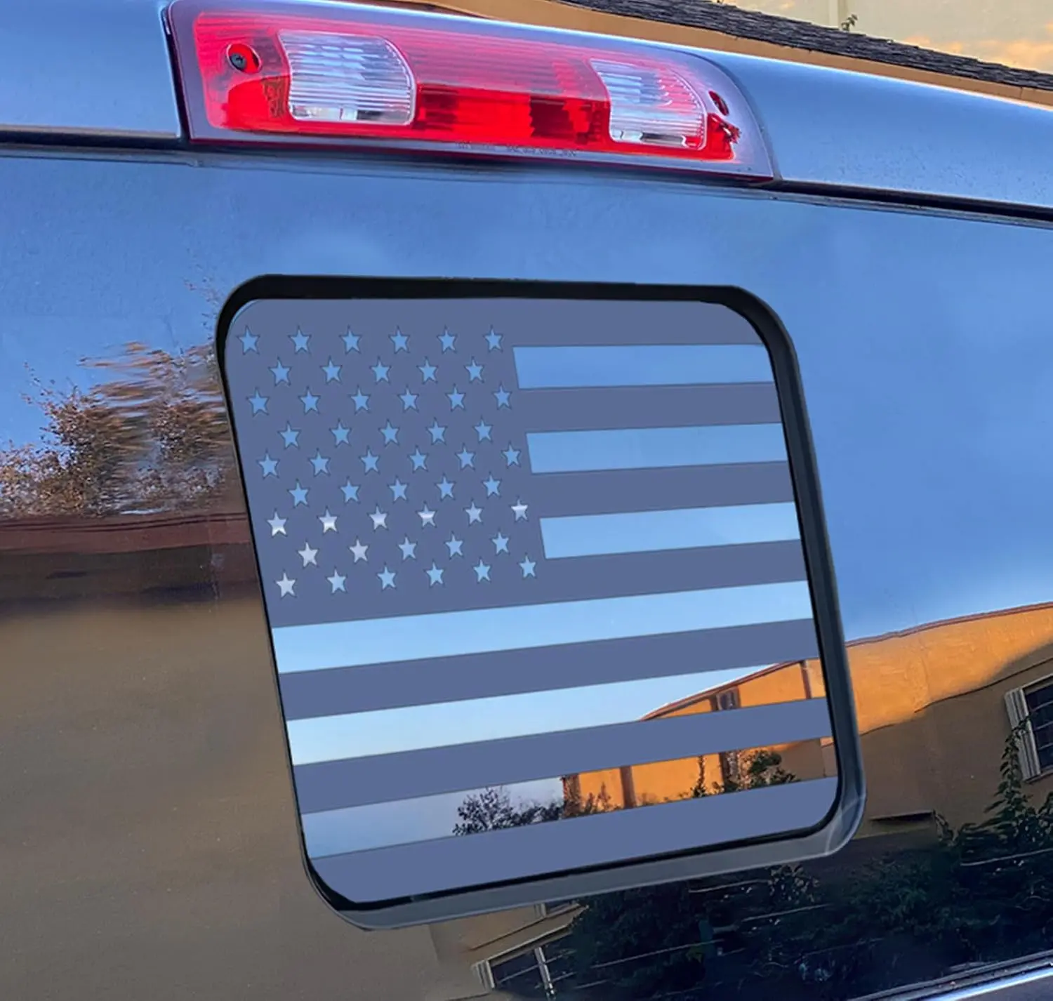 Happy Independence Day American Flag Decal for Ford F150 F250 F350 Raptor (2015-2026) | Matte Black USA Flag Vinyl Sticker for Truck Rear Middle Window | Patriotic Back Glass Exterior Accessories
