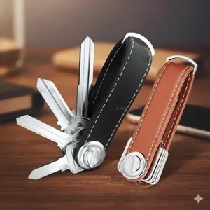 Leather Key Organizer Wallet, Portable Key Holder Case with Clip, Anti-Scratch Key Protection Sleeve, Minimalist Keychain Storage for Men and Women, Multi-Layer Key Ring Organizer Pouch