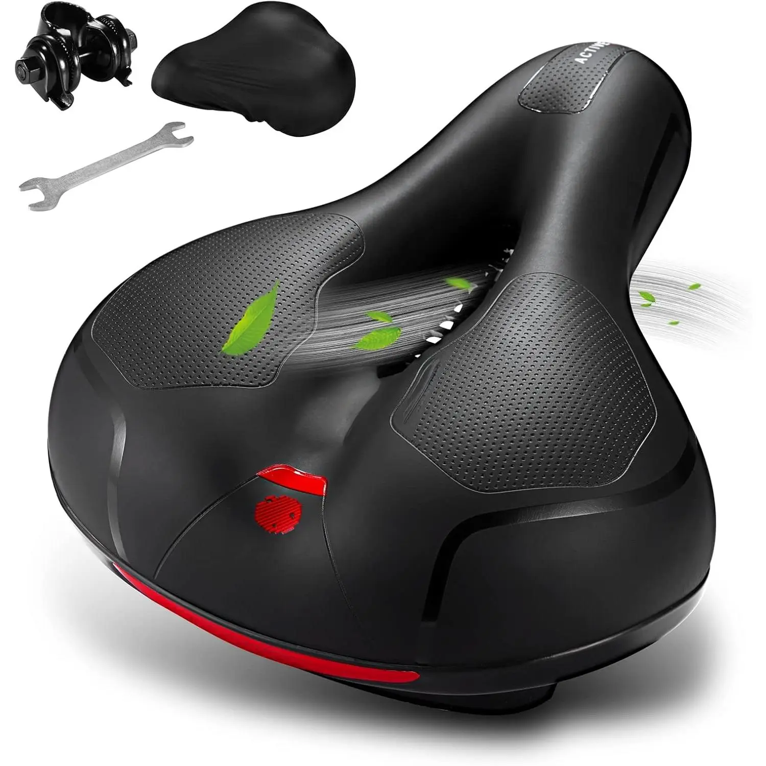 Ergonomic Road Bike Saddle, 1-Size Adults' Comfortable Seat Cushion with Dual Shock-Absorbing Ball Memory Foam, Waterproof Wide Design Fit for Road Bikes, One Size