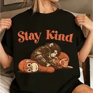 Dear Punch T-shirt, Viral Baby Monkey Inspired T-shirt, Dear Punch Monkey T-shirt, Emotional Plush Toy Illustration, Stay Kind T-shirt, Baby Monkey T-shirt  Unisex