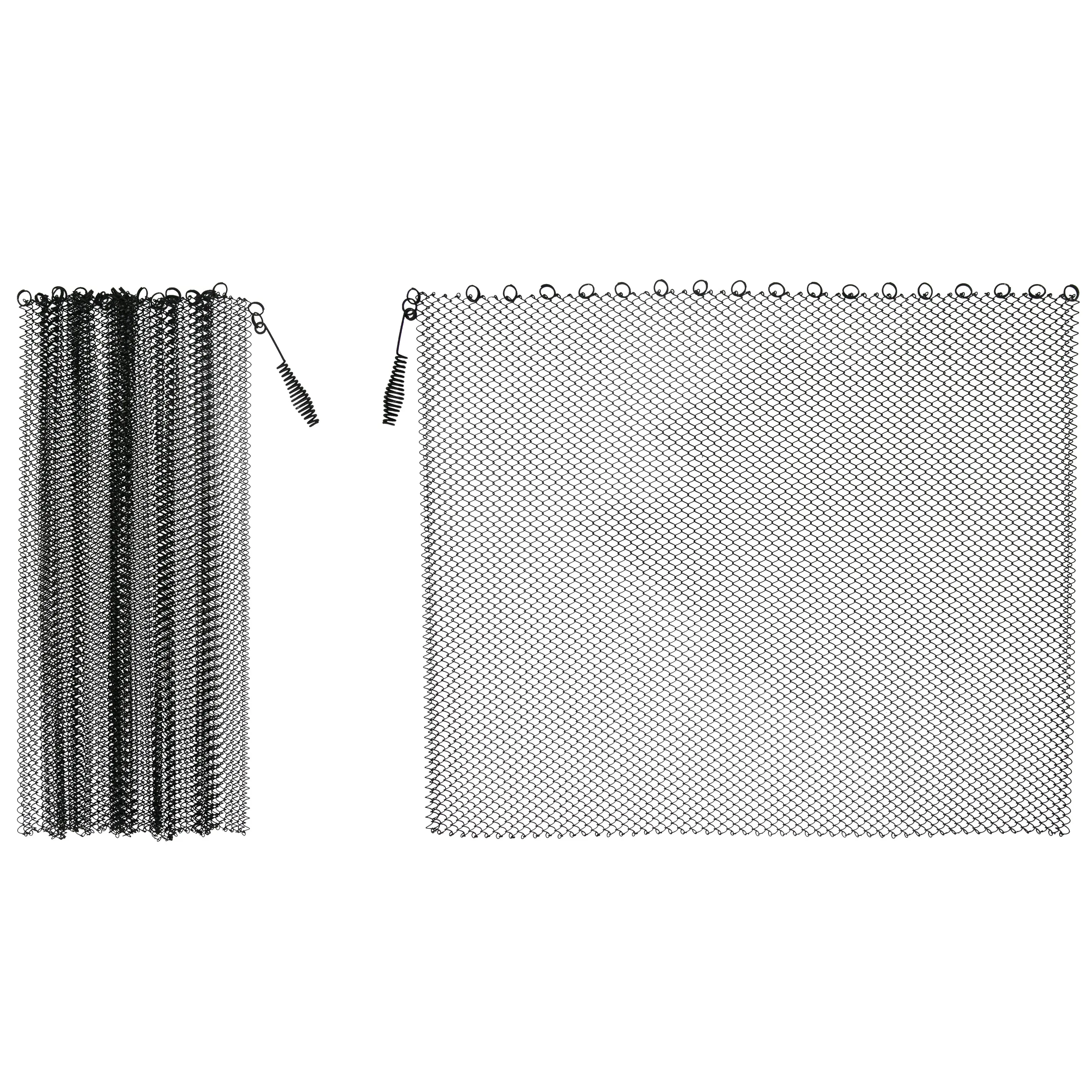19" Fireplace Mesh Screen Curtain - LegendFlame® (SP62-19) | Two 24" Wide Panels, Black Matte
