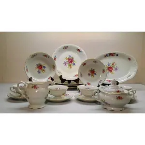 Wawel China Meissen Flower - Service For 4 - 23pc Dinner Set w/ Serving Dishes