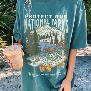 90s National Parks Unisex T shirt, Granola Girl Shirt Respect the Local Wildlife Tee, Hiking Camping Clothes Wanderlust Shirt WT3JG