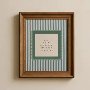 You Are My Sunshine Nursery Wall Art, Neutral Striped Boys Room Decor Print, Cottagecore Kids Room Decor
