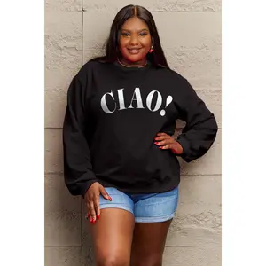 Full Size "CIAO!" Round Neck Sweatshirt