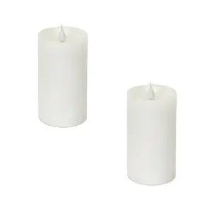 HomeRoots 517653 Flameless Pillar Candle, White - Set of 2
