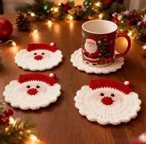 Handmade Crochet Christmas Coasters – Festive Table & Kitchen Decor