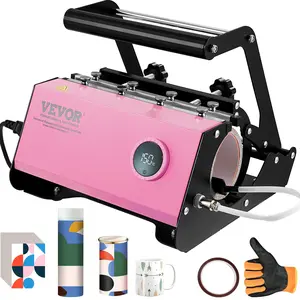 【Summervibes】VEVOR Mug Heat Press,  , 11-30oz Tumbler Heat Press Machine, Sublimation Transfer Straight Skinny Tumblers, Cup Heat Press with Heat-resist Gloves & Tape, DIY Ceramic Mugs Cups Glasses, As Gift, Pink